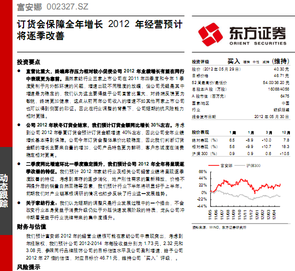 富安娜-002327-訂貨會保障全年增長,2012年經(jīng)營預(yù)計將逐季改善